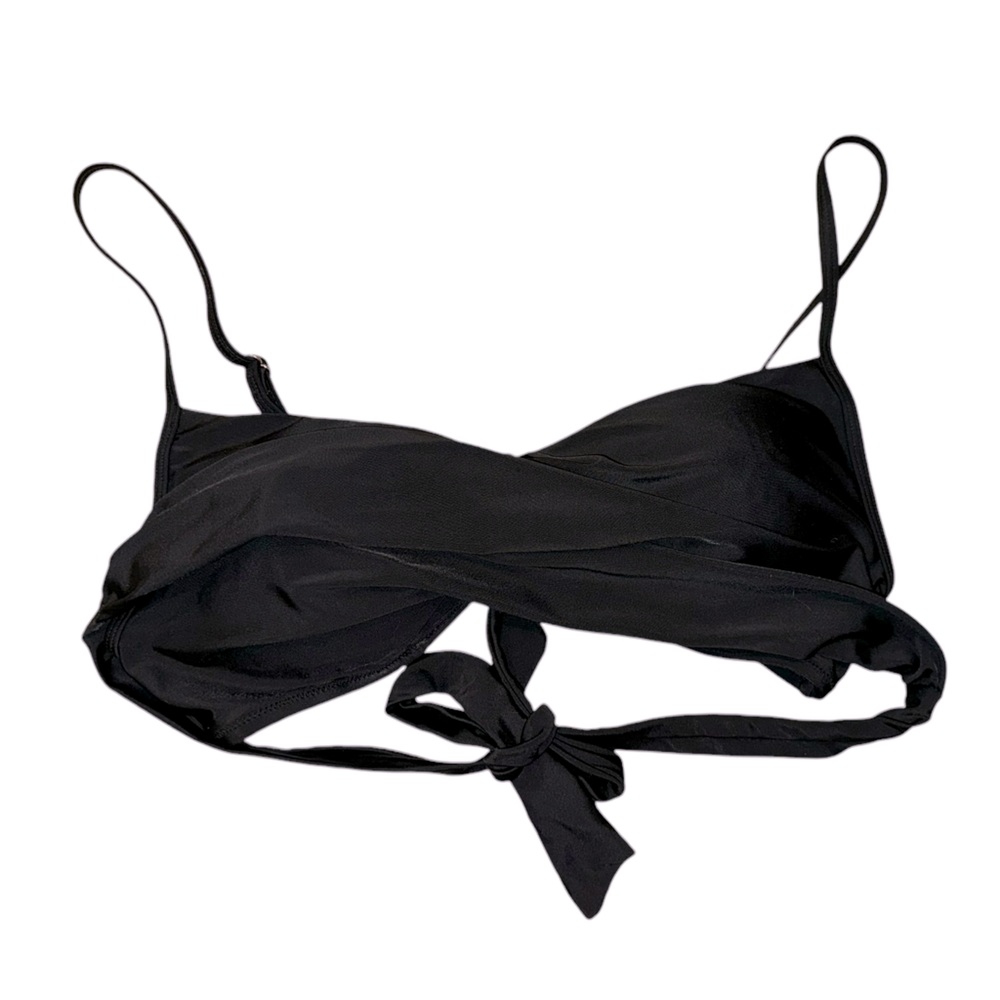 Women’s Black Multi-Way Bikini Top. Has Back Clasp, But Two Long Sashes. Size M.